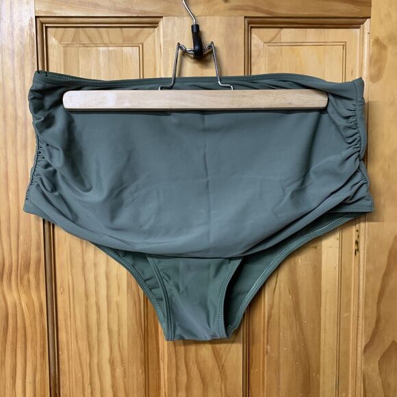 EDEL QUAL® Women's High Waisted Bikini Bottom Tummy Control Size LARGE Green - Picture 1 of 7